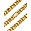 U7 Cuban Link Chain Necklace for Men, Stainless Steel/Black/Gold Mens Necklaces, Chunky Curb Chain Necklace in 6/9/12mm Width 18-30 Inches, Thick Choker Jewelry with Box Packed(c. 12mm Gold)
