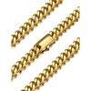 U7 Cuban Link Chain Necklace for Men, Stainless Steel/Black/Gold Mens Necklaces, Chunky Curb Chain Necklace in 6/9/12mm Width 18-30 Inches, Thick Choker Jewelry with Box Packed(c. 9mm Gold)