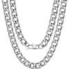 U7 Cuban Link Chain for Men Women Stainless Steel Curb Necklace, 7/9/12/15 MM Chunky Chain Silver/Gold/Black Mens Hip Hop Jewelry 18”-30”(b. 12mm-silver)