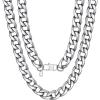 U7 Cuban Link Chain for Men Women Stainless Steel Curb Necklace, 7/9/12/15 MM Chunky Chain Silver/Gold/Black Mens Hip Hop Jewelry 18”-30”(b. 15mm-silver)