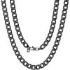 U7 Cuban Link Chain for Men Women Stainless Steel Curb Necklace, 7/9/12/15 MM Chunky Chain Silver/Gold/Black Mens Hip Hop Jewelry 18”-30”(c. 9mm-black)