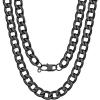 U7 Cuban Link Chain for Men Women Stainless Steel Curb Necklace, 7/9/12/15 MM Chunky Chain Silver/Gold/Black Mens Hip Hop Jewelry 18”-30”(d. 12mm-black)