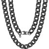 U7 Cuban Link Chain for Men Women Stainless Steel Curb Necklace, 7/9/12/15 MM Chunky Chain Silver/Gold/Black Mens Hip Hop Jewelry 18”-30”(d. 15mm-black)