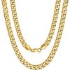 U7 Cuban Link Chain for Men Women Stainless Steel Curb Necklace, 7/9/12/15 MM Chunky Chain Silver/Gold/Black Mens Hip Hop Jewelry 18”-30”(e. 7mm-gold)