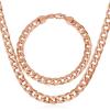 U7 Cuban Link Chain for Men Women Stainless Steel Curb Necklace, 7/9/12/15 MM Chunky Chain Silver/Gold/Black Mens Hip Hop Jewelry 18”-30”(h.7mm-rose gold-cuban chain set)