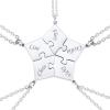 U7 Custom BFF Necklaces for Women,18K Gold Plated Friendship/Family Jewelry Personalized Name Puzzle Pieces Pendant Necklace(5 Set-Steel)