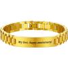 U7 Customized ID Bracelets for Men, Stainless Steel Cuban Chain Bracelets, Hip Hop Bracelets, Personalized Engrave Identification Bracelets, Bar Bracelets for Men Women(Watch band-gold-10mm)