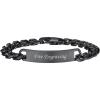 U7 Customized ID Bracelets for Men, Stainless Steel Cuban Chain Bracelets, Hip Hop Bracelets, Personalized Engrave Identification Bracelets, Bar Bracelets for Men Women(Cuban link-black-10mm)