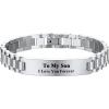U7 Customized ID Bracelets for Men, Stainless Steel Cuban Chain Bracelets, Hip Hop Bracelets, Personalized Engrave Identification Bracelets, Bar Bracelets for Men Women(Watch band-stainless-10mm)
