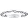 U7 Customized ID Bracelets for Men, Stainless Steel Cuban Chain Bracelets, Hip Hop Bracelets, Personalized Engrave Identification Bracelets, Bar Bracelets for Men Women(Cuban link-stainless-10mm)