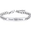 U7 Customized ID Bracelets for Men, Stainless Steel Cuban Chain Bracelets, Hip Hop Bracelets, Personalized Engrave Identification Bracelets, Bar Bracelets for Men Women(Cuban link-stainless-7mm)