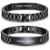 U7 Customized ID Bracelets for Men, Stainless Steel Cuban Chain Bracelets, Hip Hop Bracelets, Personalized Engrave Identification Bracelets, Bar Bracelets for Men Women(Watch band-black-10mm)