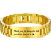U7 Customized ID Bracelets for Men, Stainless Steel Cuban Chain Bracelets, Hip Hop Bracelets, Personalized Engrave Identification Bracelets, Bar Bracelets for Men Women(Watch band-gold-15mm)