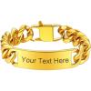 U7 Customized ID Bracelets for Men, Stainless Steel Cuban Chain Bracelets, Hip Hop Bracelets, Personalized Engrave Identification Bracelets, Bar Bracelets for Men Women(Cuban link-gold-15mm)