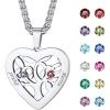 Stainless Steel-Heart(2 Names&Birthstone)