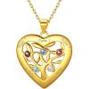 Gold Plated Sterling Silver-Heart(5 Names&Birthstone)