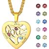 Gold-Heart(3 Names&Birthstone)