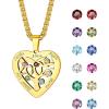 Gold-Heart(6 Names&Birthstone)