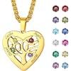 Gold-Heart(4 Names&Birthstone)