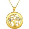 Gold Plated Sterling Silver-Round(2 Names&Birthstone)