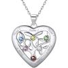 Sterling Silver-Heart(6 Names&Birthstone)
