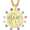 Gold-Round(2 Names&Birthstone)