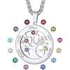 Stainless Steel-Round(5 Names&Birthstone)