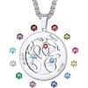 Stainless Steel-Round(3 Names&Birthstone)