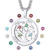 Stainless Steel-Round(4 Names&Birthstone)