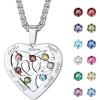 Stainless Steel-Heart(7 Names&Birthstone)