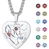 Stainless Steel-Heart(3 Names&Birthstone)