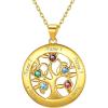 Gold Plated Sterling Silver-Round(5 Names&Birthstone)