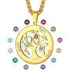 Gold-Round(3 Names&Birthstone)