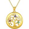 Gold Plated Sterling Silver-Round(3 Names&Birthstone)