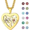 Gold-Heart(2 Names&Birthstone)