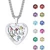 Stainless Steel-Heart(6 Names&Birthstone)