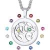Stainless Steel-Round(2 Names&Birthstone)