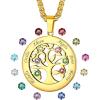 Gold-Round(6 Names&Birthstone)