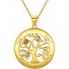 Gold Plated Sterling Silver-Round(4 Names&Birthstone)