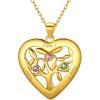 Gold Plated Sterling Silver-Heart(3 Names&Birthstone)