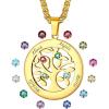 Gold-Round(4 Names&Birthstone)