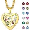 Gold-Heart(5 Names&Birthstone)