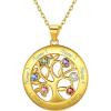 Gold Plated Sterling Silver-Round(6 Names&Birthstone)