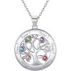 Sterling Silver-Round(6 Names&Birthstone)