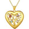 Gold Plated Sterling Silver-Heart(4 Names&Birthstone)