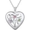 Sterling Silver-Heart(3 Names&Birthstone)