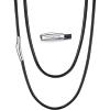 U7 Leather Necklace Cord with Customizable Stainless Steel/Black Clasp, Waterproof Black/Brown Woven Wax Rope Chain for Men Women 1.5/2/3mm, Length 16″-30″(r.3MM Wide-Black(engraved))