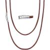 U7 Leather Necklace Cord with Customizable Stainless Steel/Black Clasp, Waterproof Black/Brown Woven Wax Rope Chain for Men Women 1.5/2/3mm, Length 16″-30″(s.2MM Wide-Brown(engraved))
