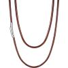 U7 Leather Necklace Cord with Customizable Stainless Steel/Black Clasp, Waterproof Black/Brown Woven Wax Rope Chain for Men Women 1.5/2/3mm, Length 16″-30″(d.3MM Wide-Brown)