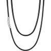 U7 Leather Necklace Cord with Customizable Stainless Steel/Black Clasp, Waterproof Black/Brown Woven Wax Rope Chain for Men Women 1.5/2/3mm, Length 16″-30″(b. 3MM Wide-Black)